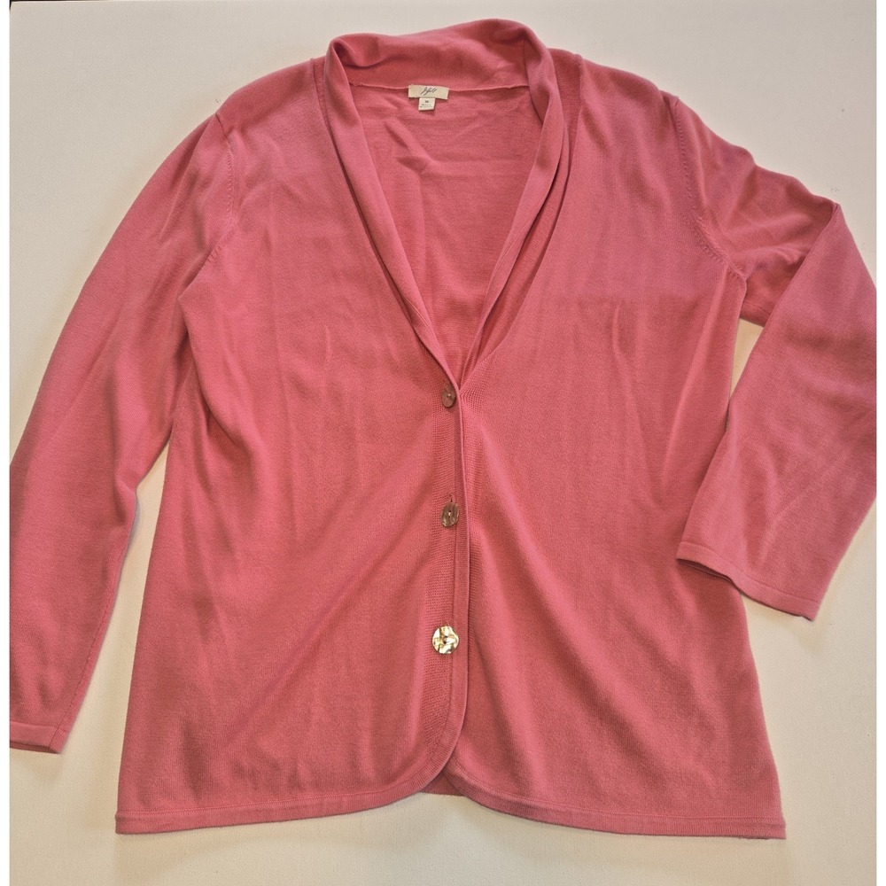 J. Jill Coral Button Up Lightweight 100% Cotton Womens Knit Cardigan Size Med
